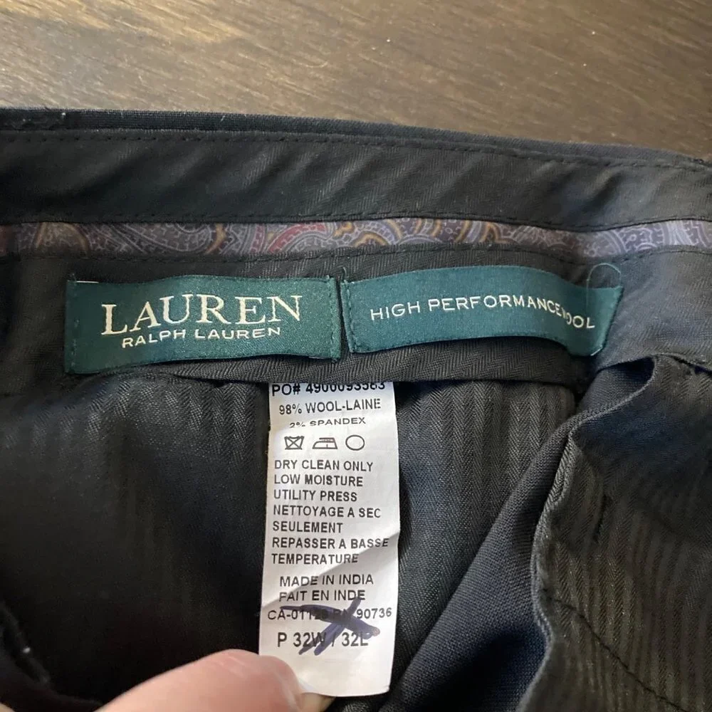 Mens Lauren Ralph Lauren Green Label Wool Blend Dress Pants Black 32 x 32‎ #2